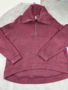 Sweaty Betty Restful Bouclé Half Zip Sweatshirt Burgundy Size 10